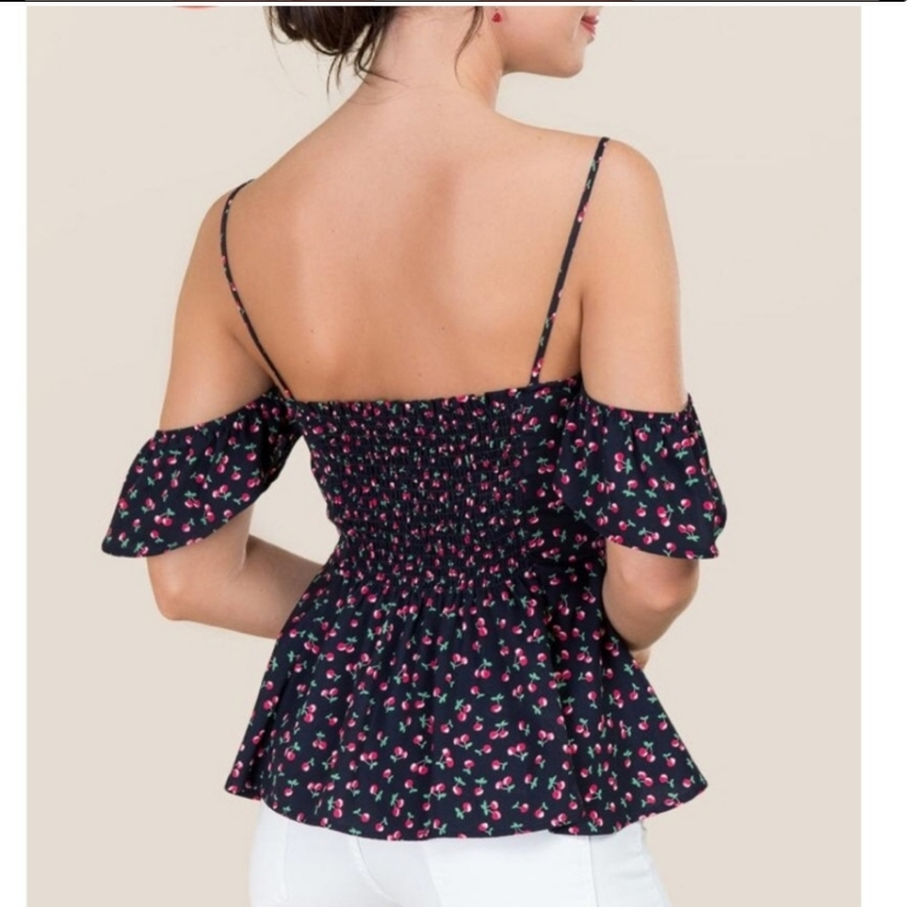 Francesca's Collection Tania Cherry Peplum Tank Top